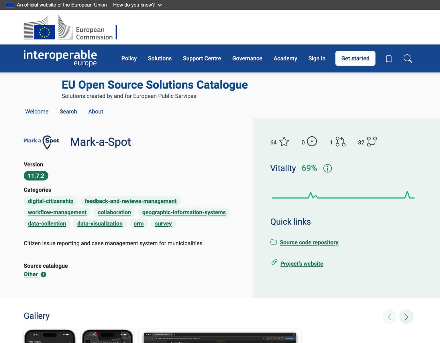 Mark-a-Spot référencé dans le Catalogue de Solutions Open Source de l'UE